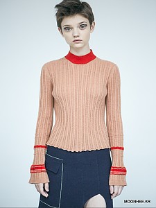 Coloring neck Short Sweater [BEIGE]