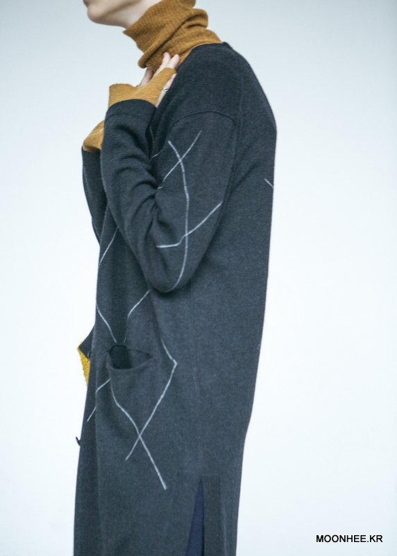 Diamond Pattern Long Cardigan [GREY]