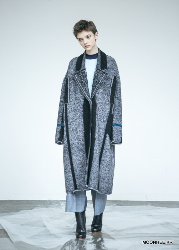 Oversized Tweed Jacquard Coat[GREY]