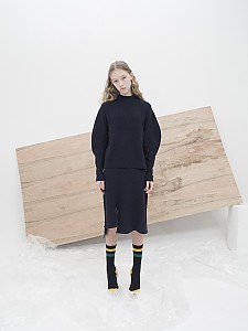 M7WT04A [Structural Sleeve Ribbed Pullover] DARK NAVY