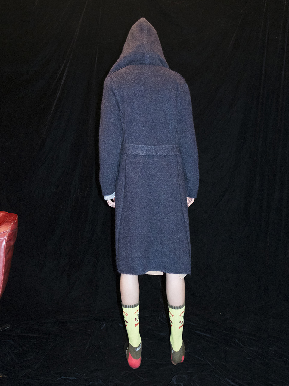 M7WO01A [Brushed Mohair Hooded Coat] DARK NAVY