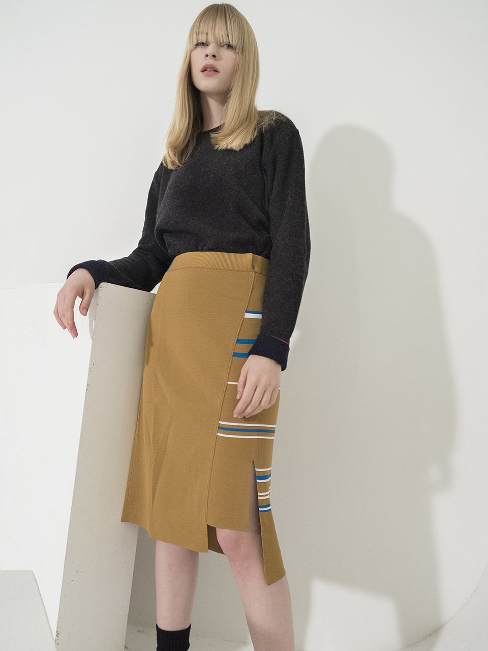 Milano Stripe Slit Skirt