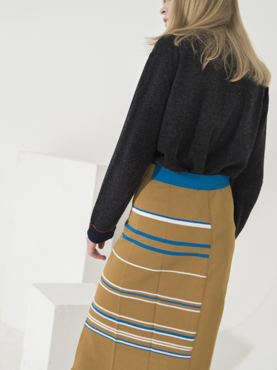 Milano Stripe Slit Skirt