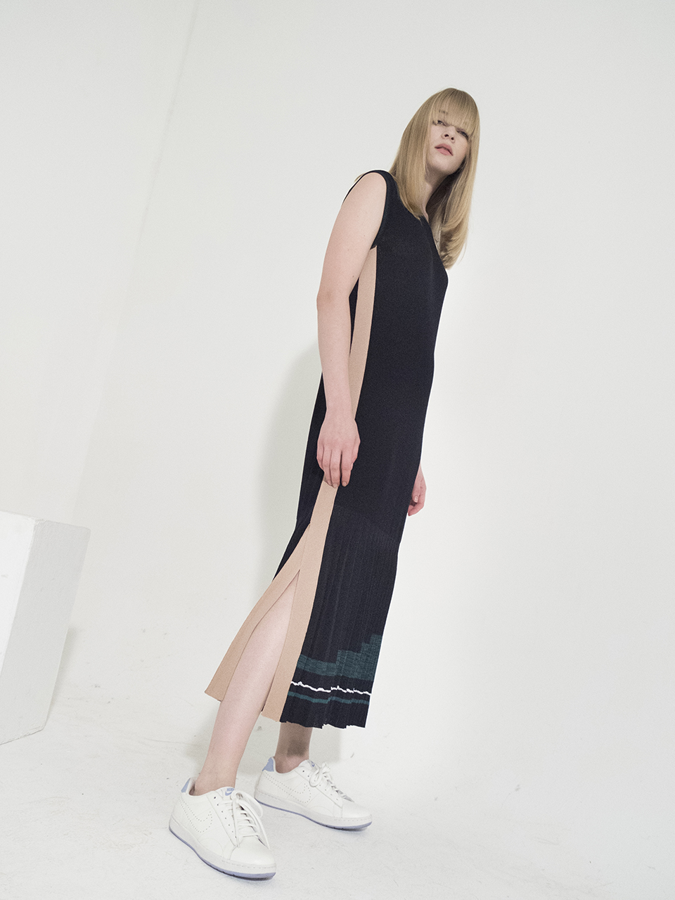 Pleated Long Knitted Dress